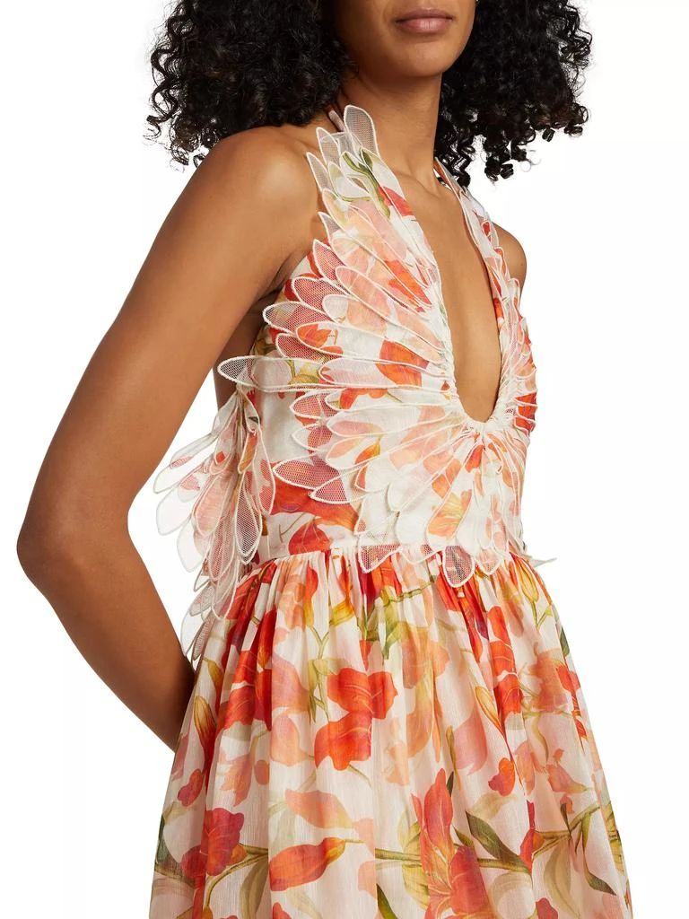 Zimmermann Tranquility Linen-Silk Lily Feather A-Line Gown 6
