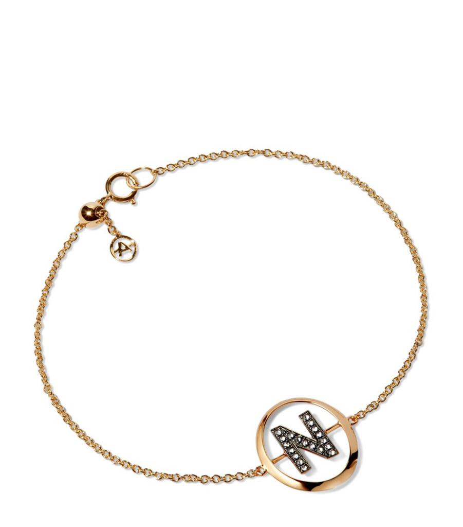 Annoushka Yellow Gold and Diamond Initial N Bracelet