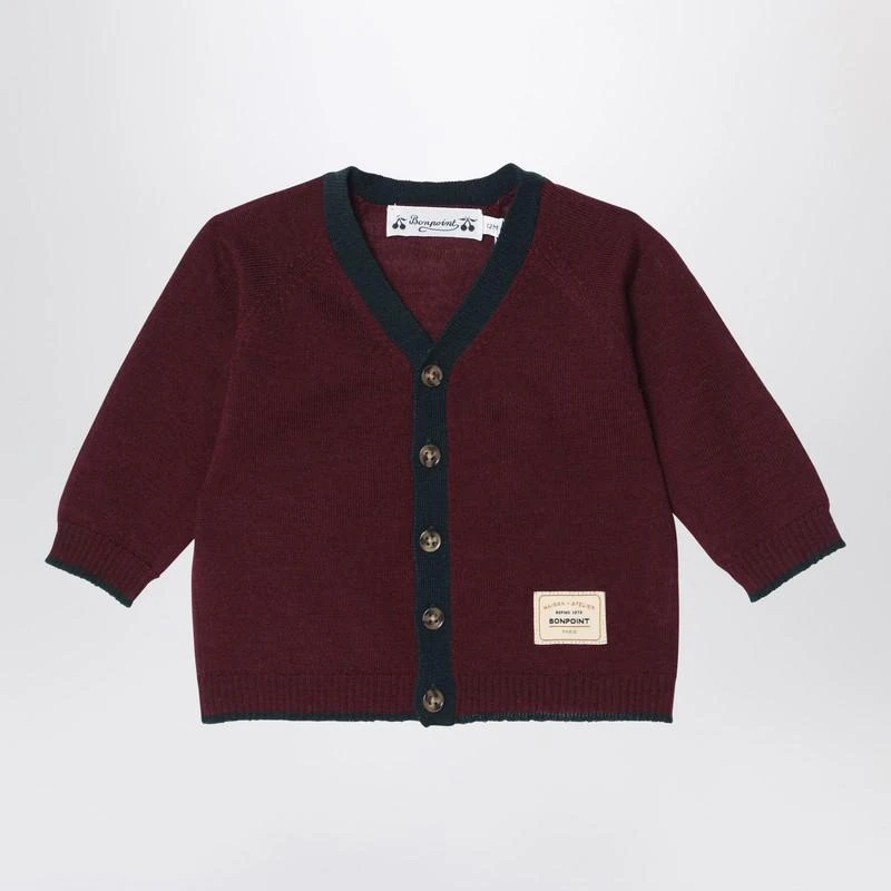 Bonpoint Burgundy wool cardigan