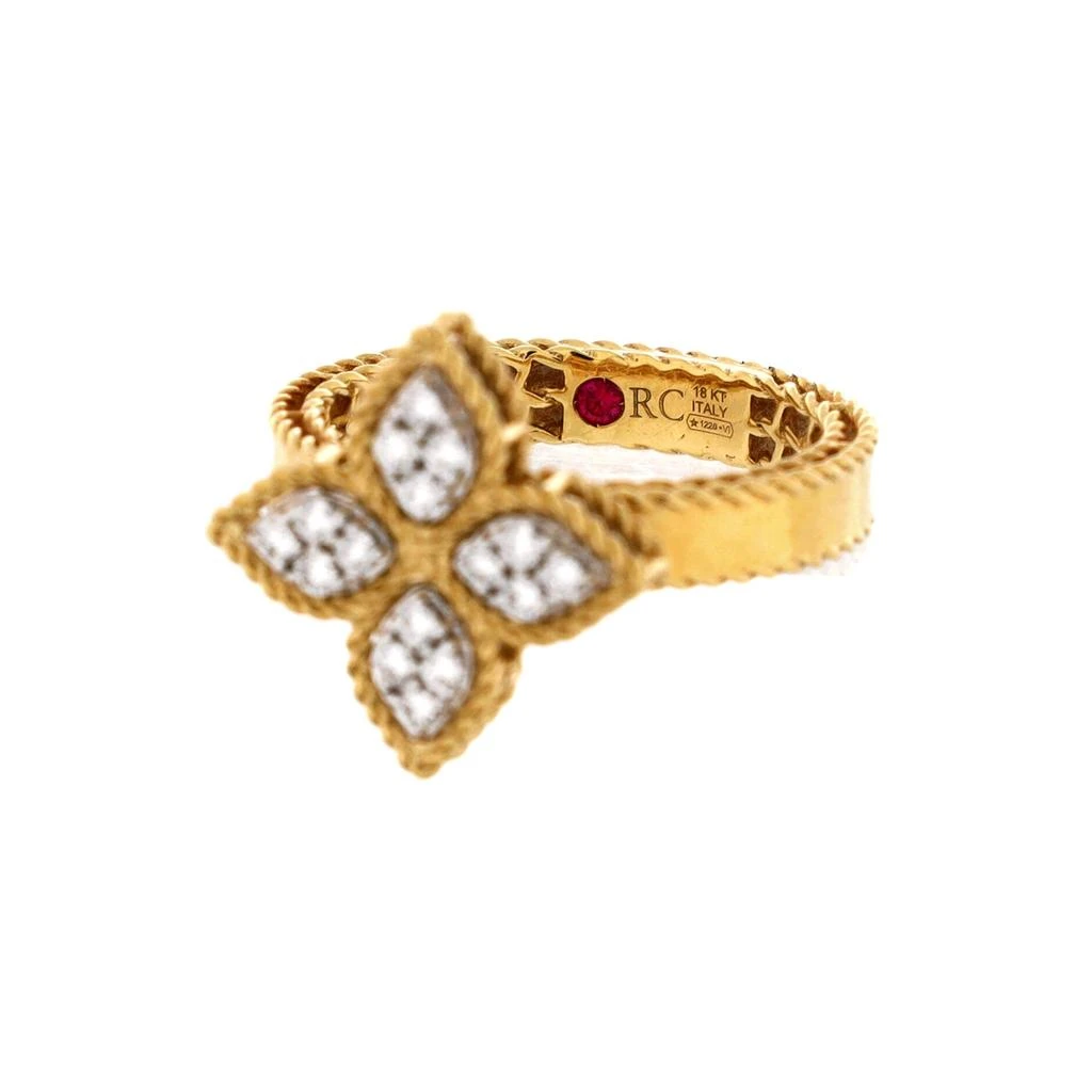 Roberto Coin Princess Flower Ring 18K Yellow Gold and 18K White Gold with Diamonds 4