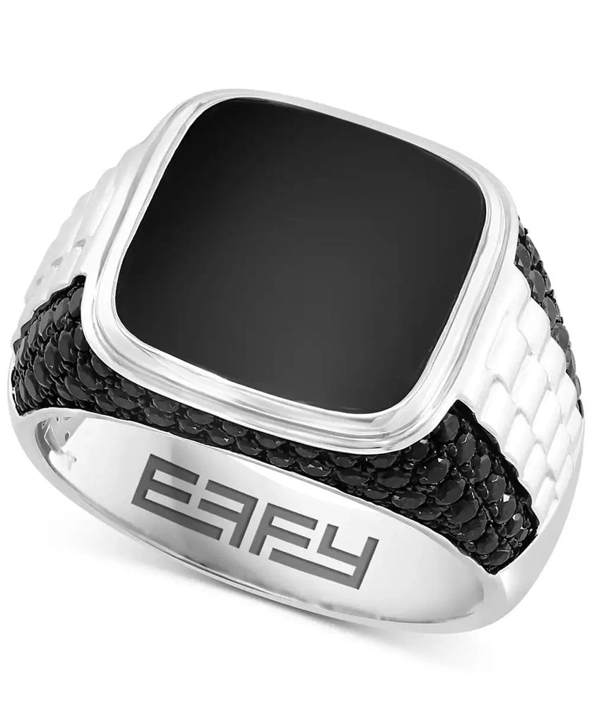 Effy EFFY® Men
s Onyx 
Black Spinel Two-Tone Ring in Sterling Silver 
Black Rhodium-Plate