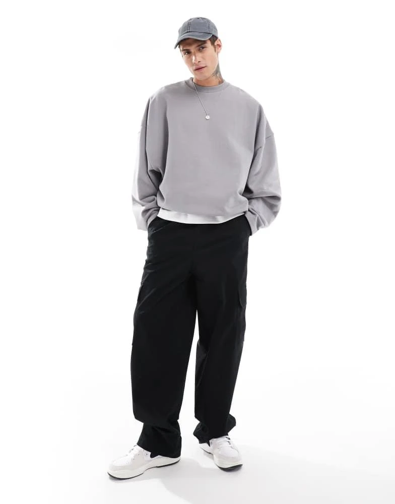 ASOS ASOS DESIGN heavyweight extreme oversized crew neck sweatshirt in grey 2