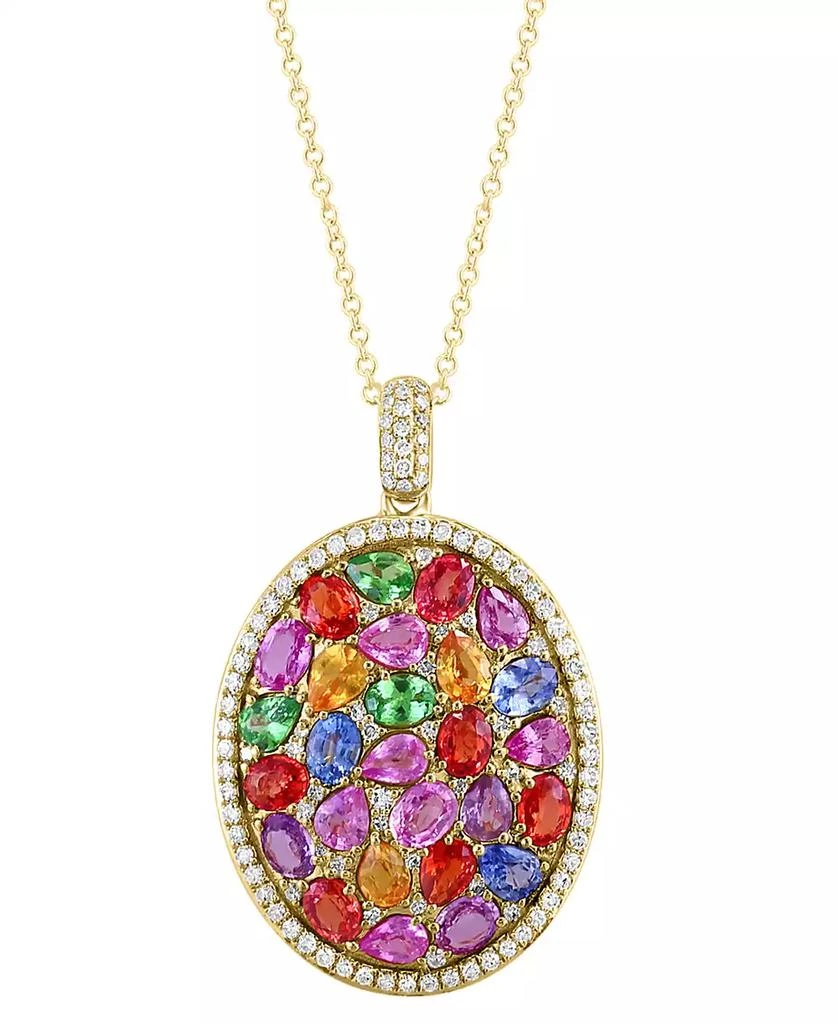 Effy EFFY® Multi-Gemstone (5-7/8 ct. t.w.) & Diamond (1/2 ct. t.w.) 18" Pendant Necklace in 14k Gold 4