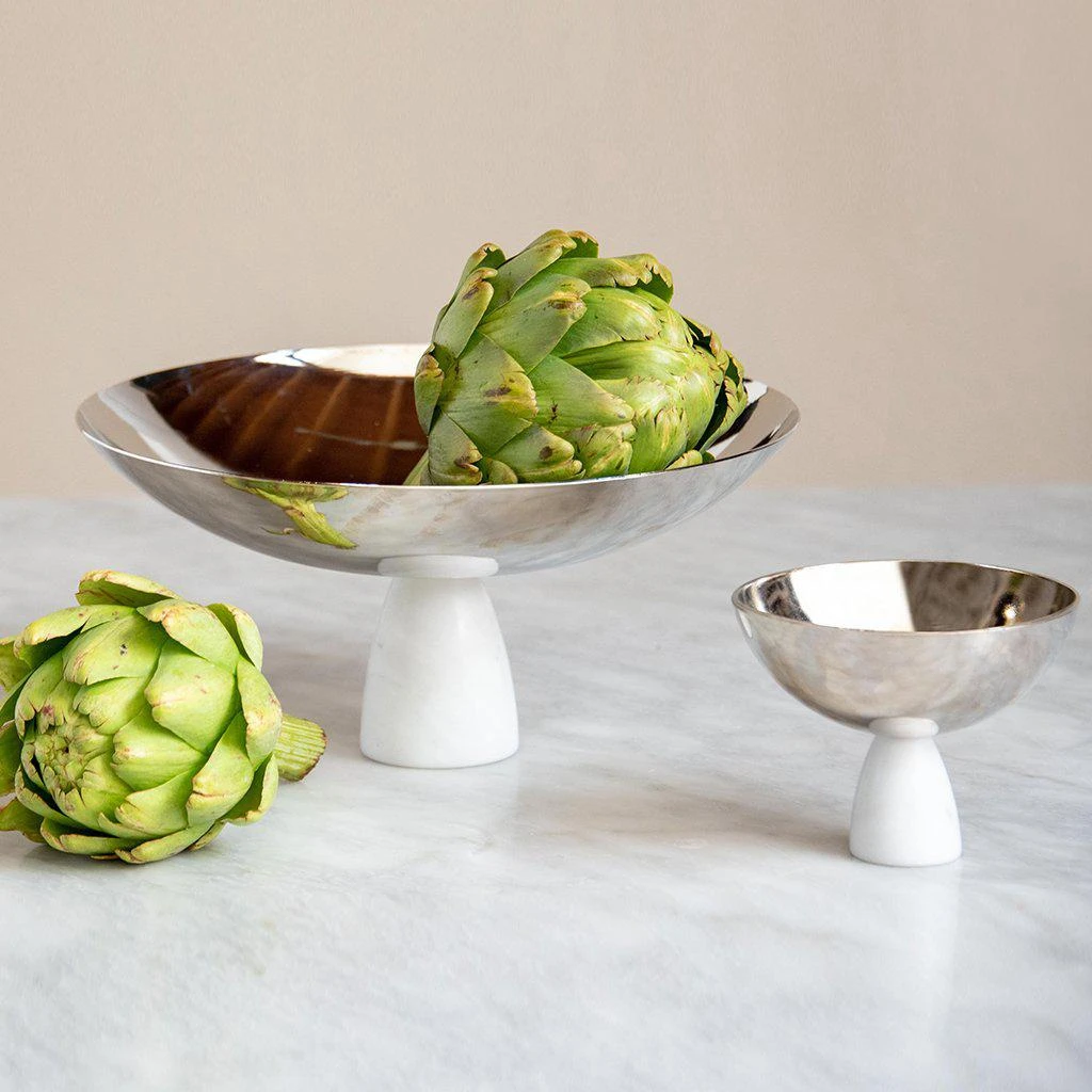 ANNA New York Coluna Nut Bowl Marble & Silver 2