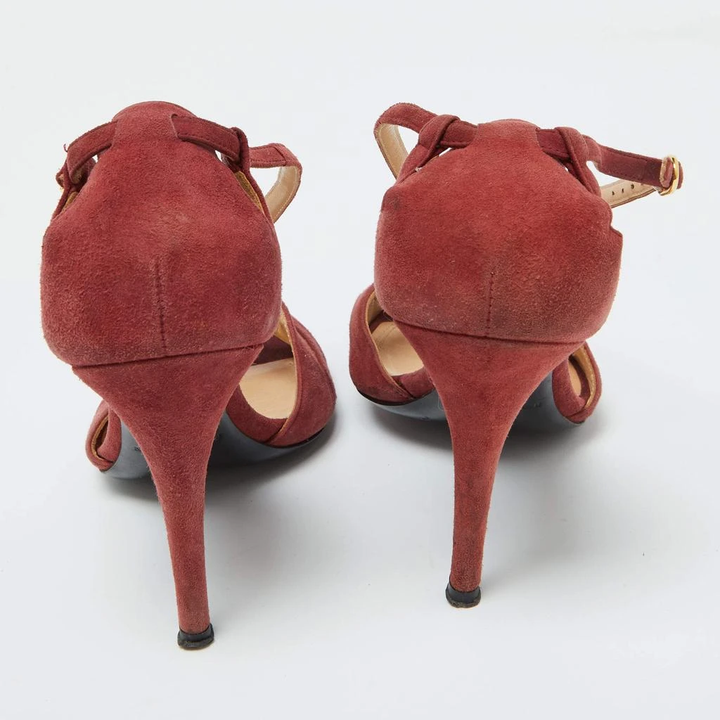 Ralph Lauren Ralph Lauren Rust Red Suede Arianna Peep Toe Sandals Size 39 5