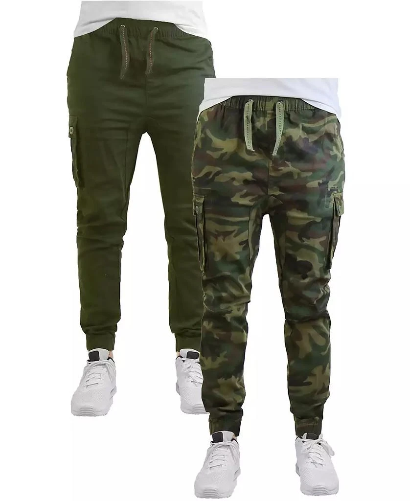 Galaxy By Harvic Men's Cotton Stretch Twill Cargo Joggers, Pack of 2 10