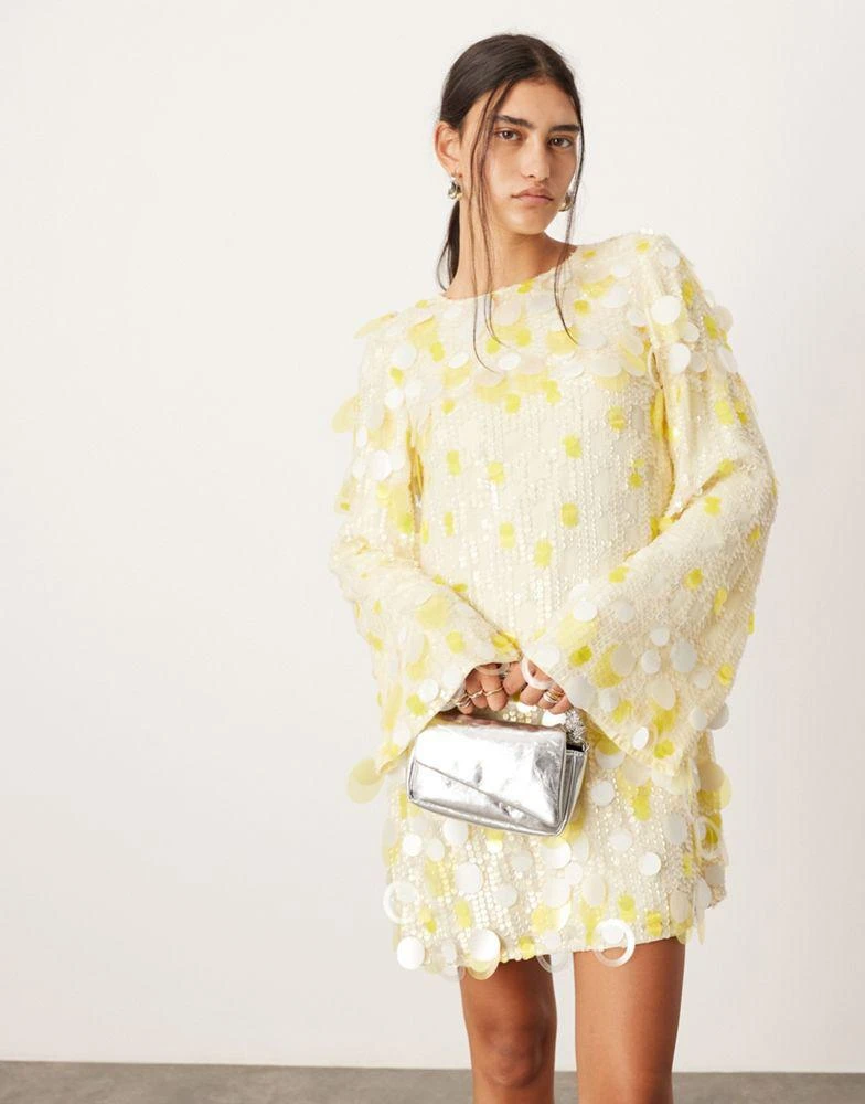 ASOS ASOS EDITION stacked multi sequin loose fit mini dress in yellow 2