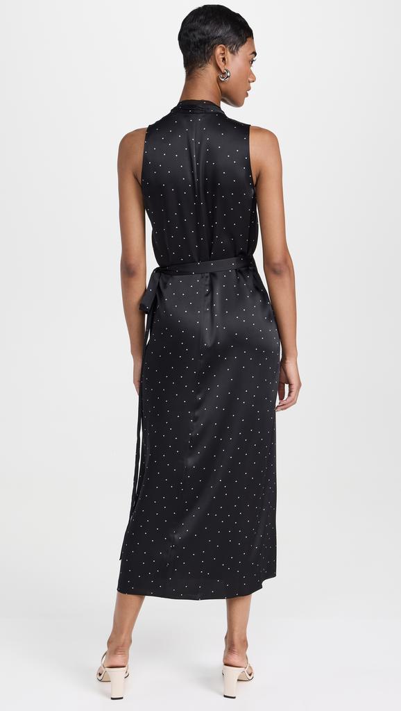 Vince Dot Wrap Dress with Paneled Chiffon