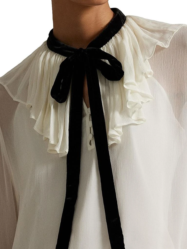 Ralph Lauren Crinkled Georgette Tieneck Blouse 5
