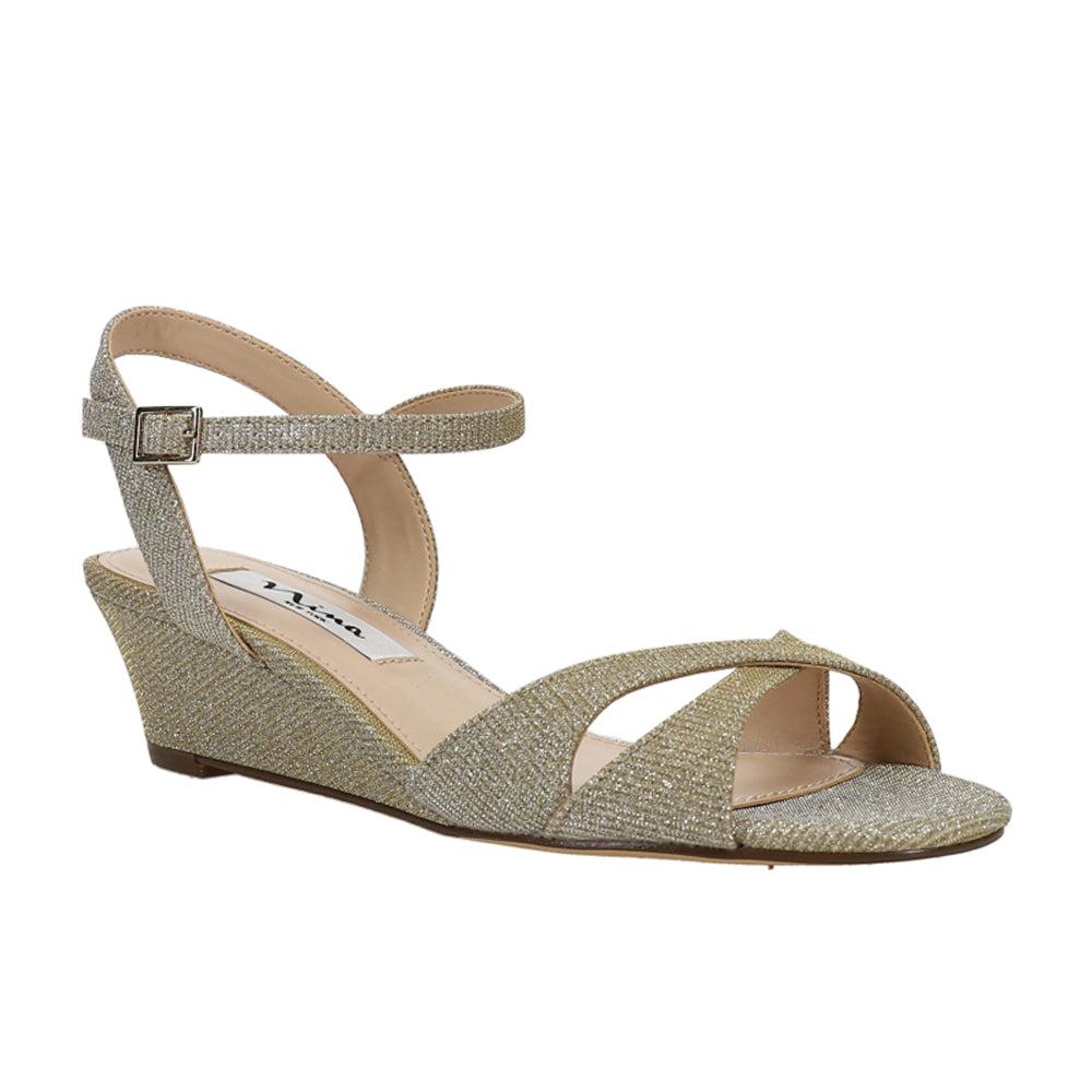Nina Flora Glitter Ankle Strap Wedge Sandals