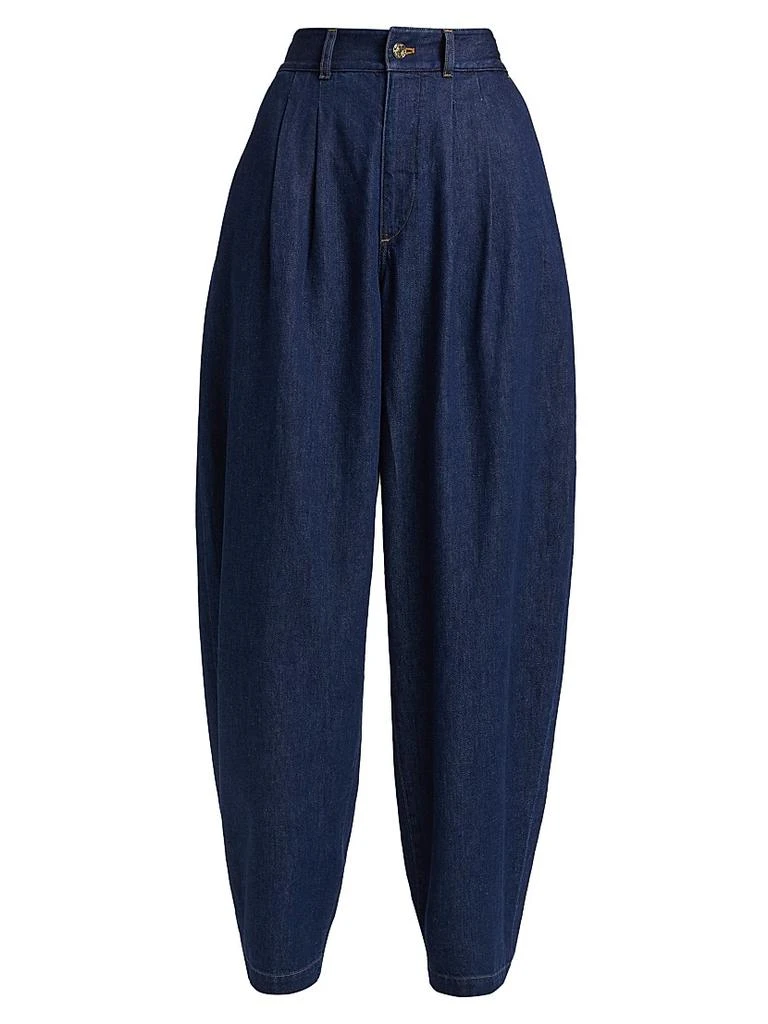 FRAME The Tapered Pleated Denim Trousers 1