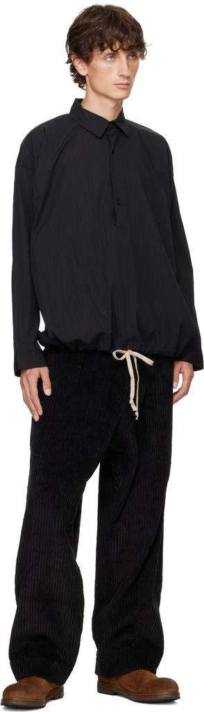 Jan-Jan Van Essche Black O-Project Wrinkled Poplin Popover Shirt 4