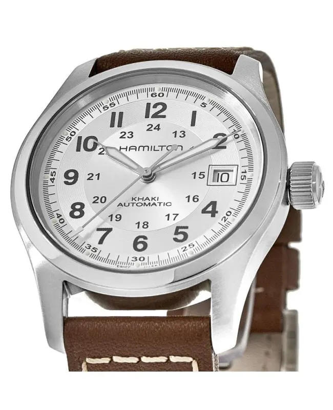 Hamilton Hamilton Khaki Field Auto 38MM Silver Dial Leather Strap Men's Watch H70455553 2