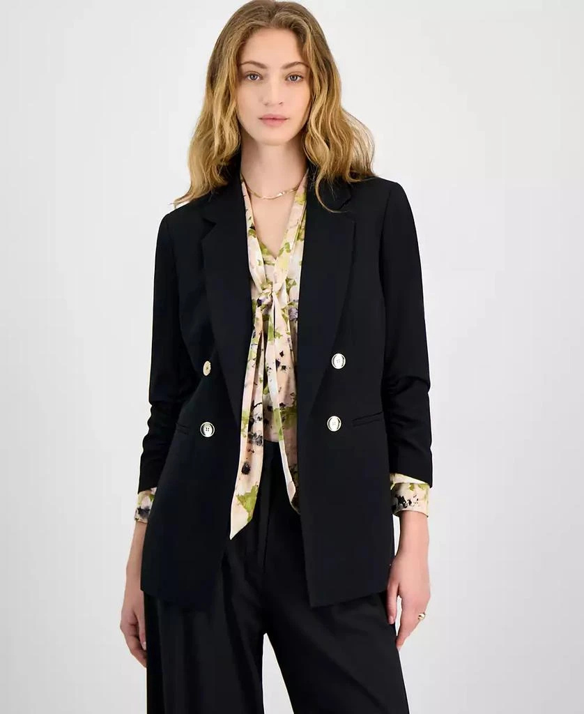 Bar III Women's Faux Double-Breasted Scrunch-Sleeve Blazer, Exclusively at Macy's 1
