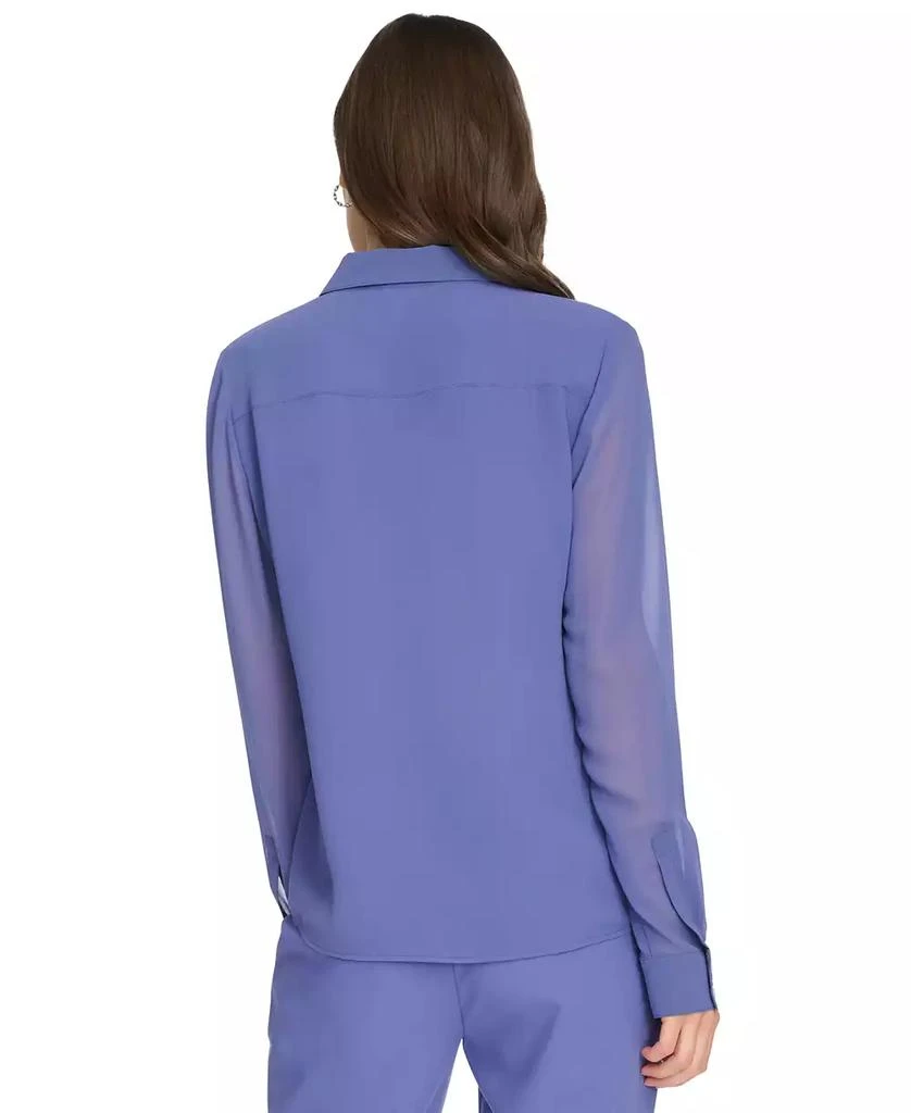 Calvin Klein Women's Ruffle-Collar Long-Sleeve Blouse 2