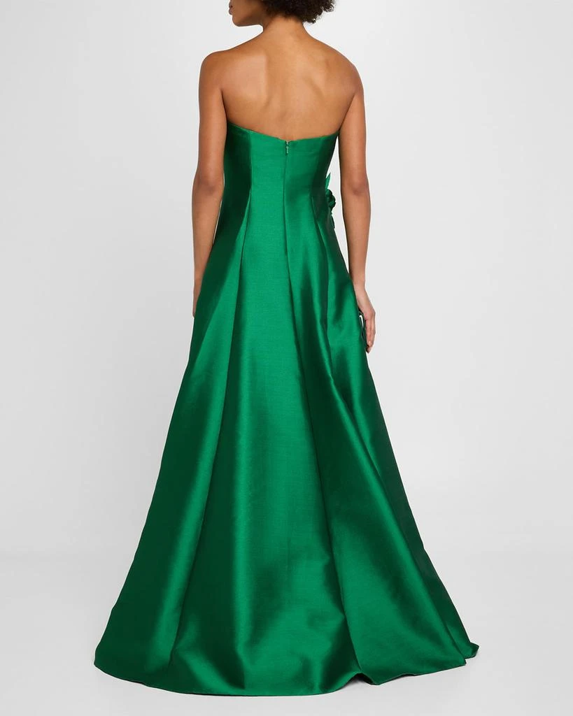 Badgley Mischka Strapless Floral Applique Gazar Gown 3