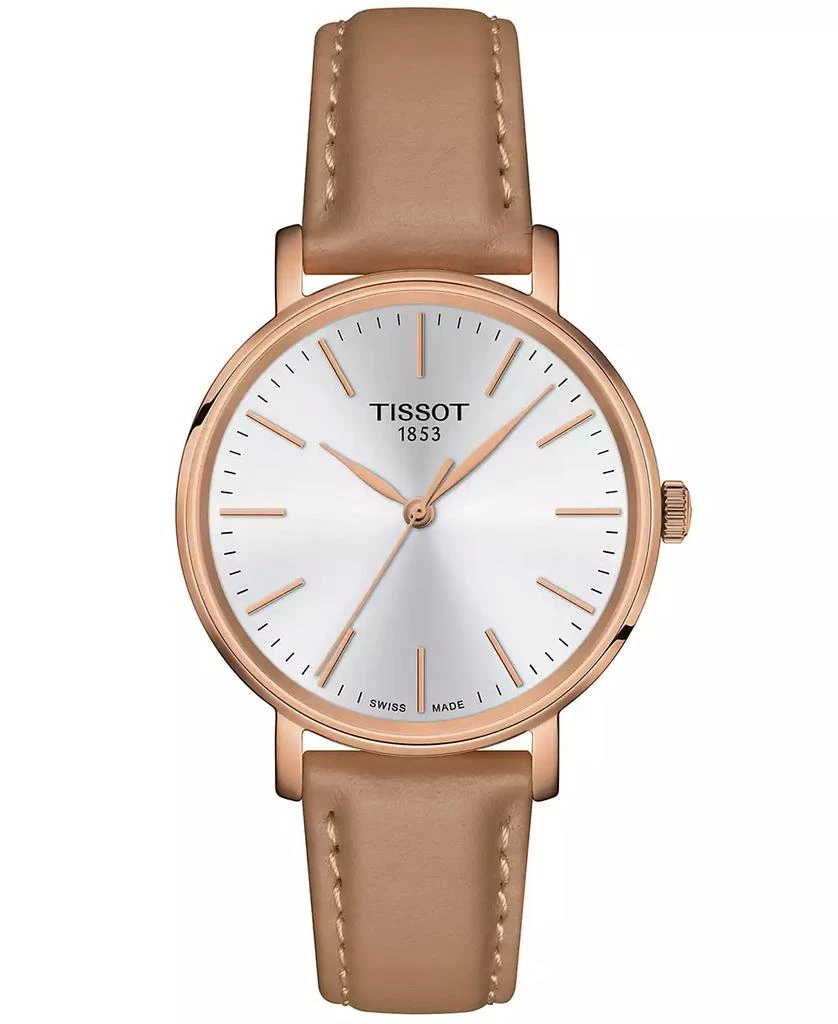 Tissot Women's Swiss Everytime Beige Leather Strap Watch 34mm 1