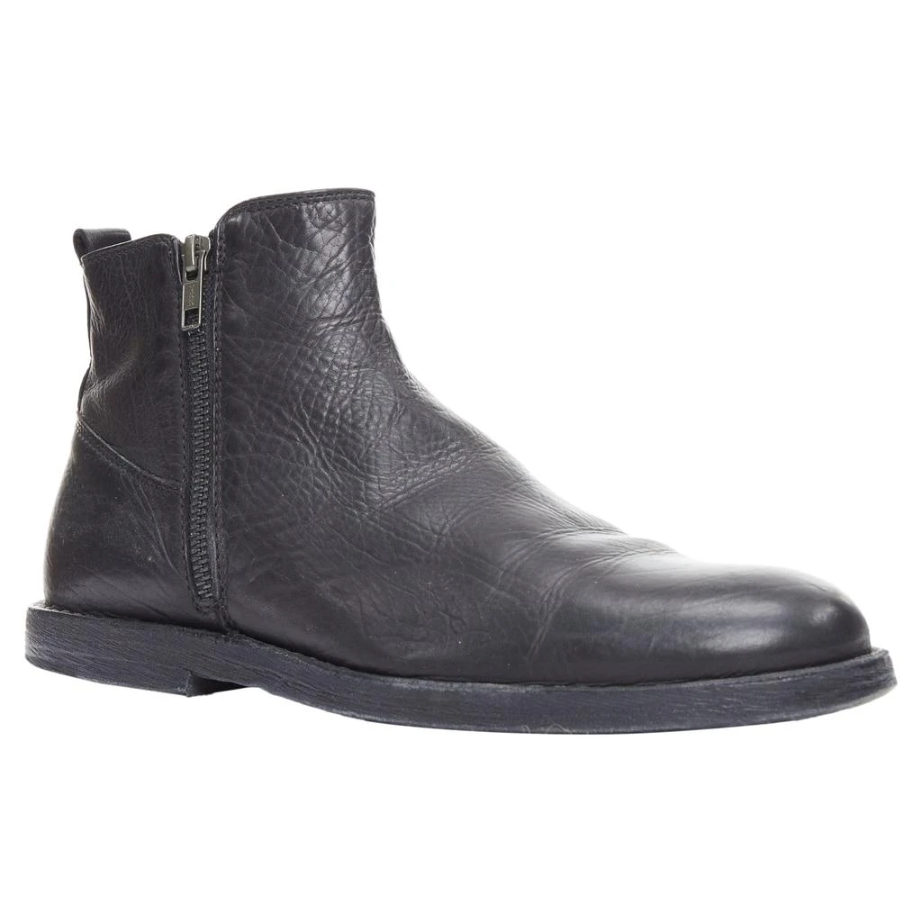 ANN DEMEULEMEESTER leather double zip flat ankle boots 2