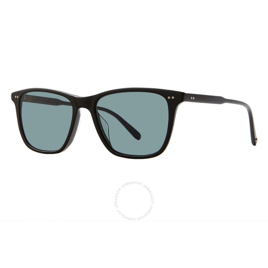 GARRETT LEIGHT HAYES SUN Pure Blue Smoke Polarized Square Sunglasses 2141 BK/PBS PLR 52