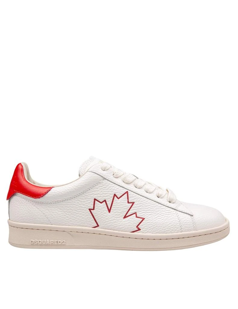DSQUARED2 Boxer Sneakers In Leather White And Red Color 1