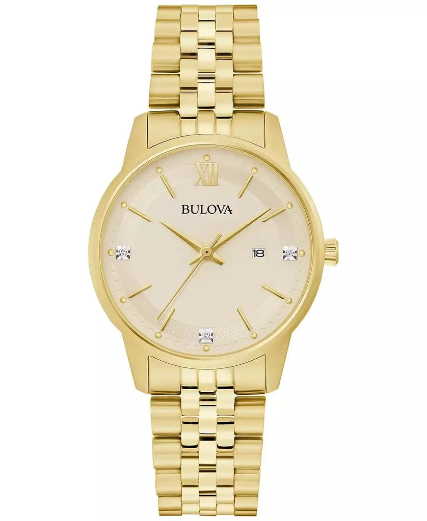 Bulova Women's Classic Diamond Accent Gold-Tone Stainless Steel Bracelet Watch 32mm 1
