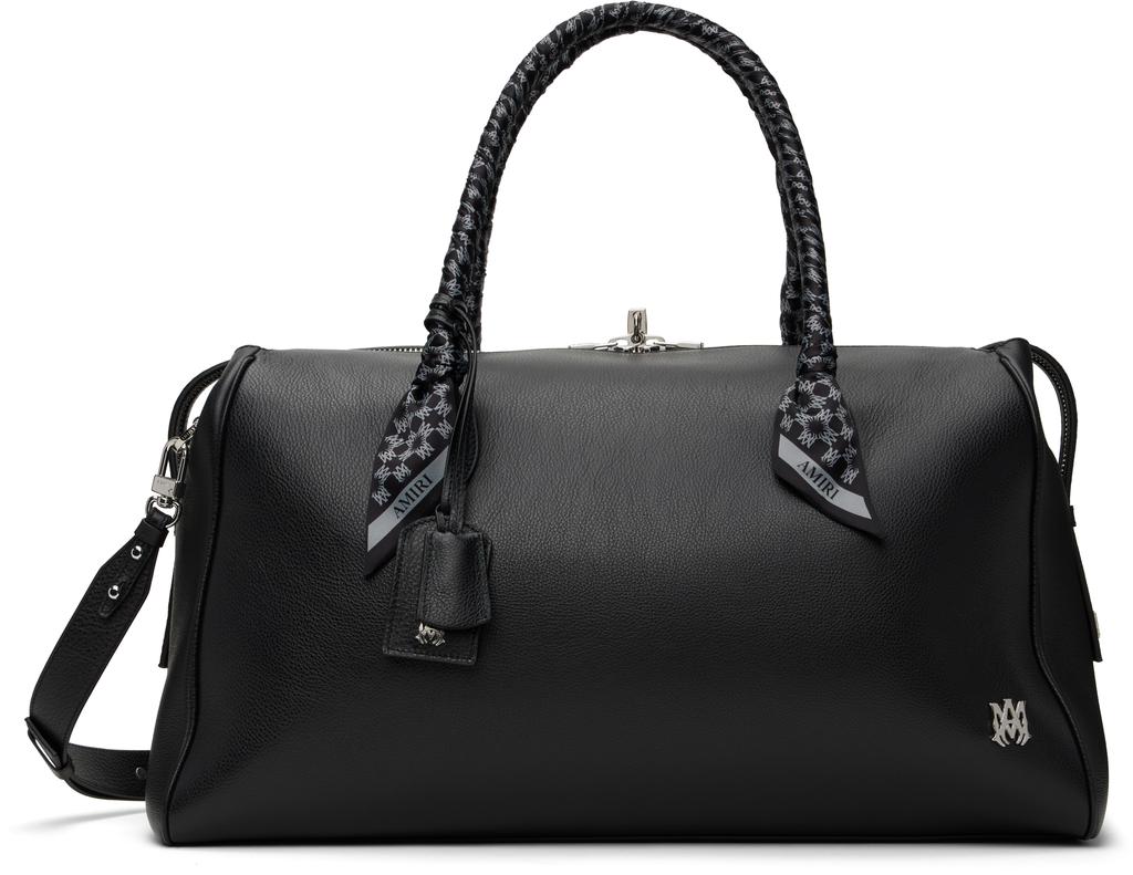 AMIRI Black Pebbled Leather Weekender Duffle Bag - Travel Bags