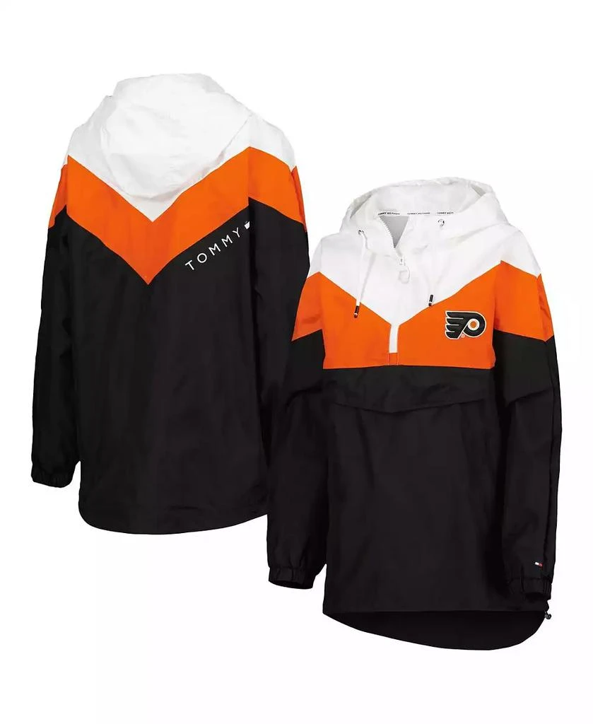 Tommy Hilfiger Women's Orange, Black Philadelphia Flyers Staci Half-Zip Windbreaker Jacket 1