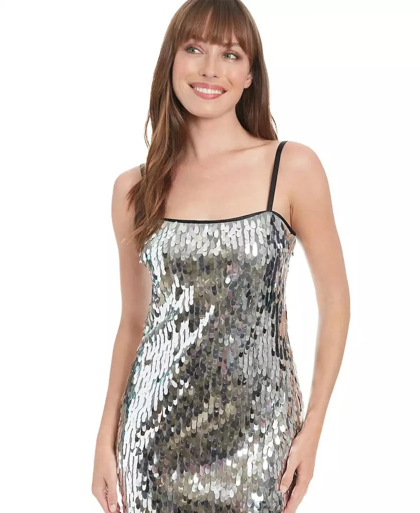 London Times Petite Paillette Square-Neck Sleeveless Shift 3