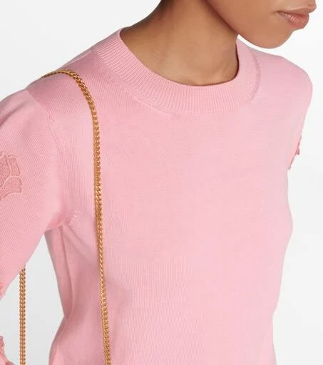 Oscar de la Renta Appliquéd cotton sweater 4