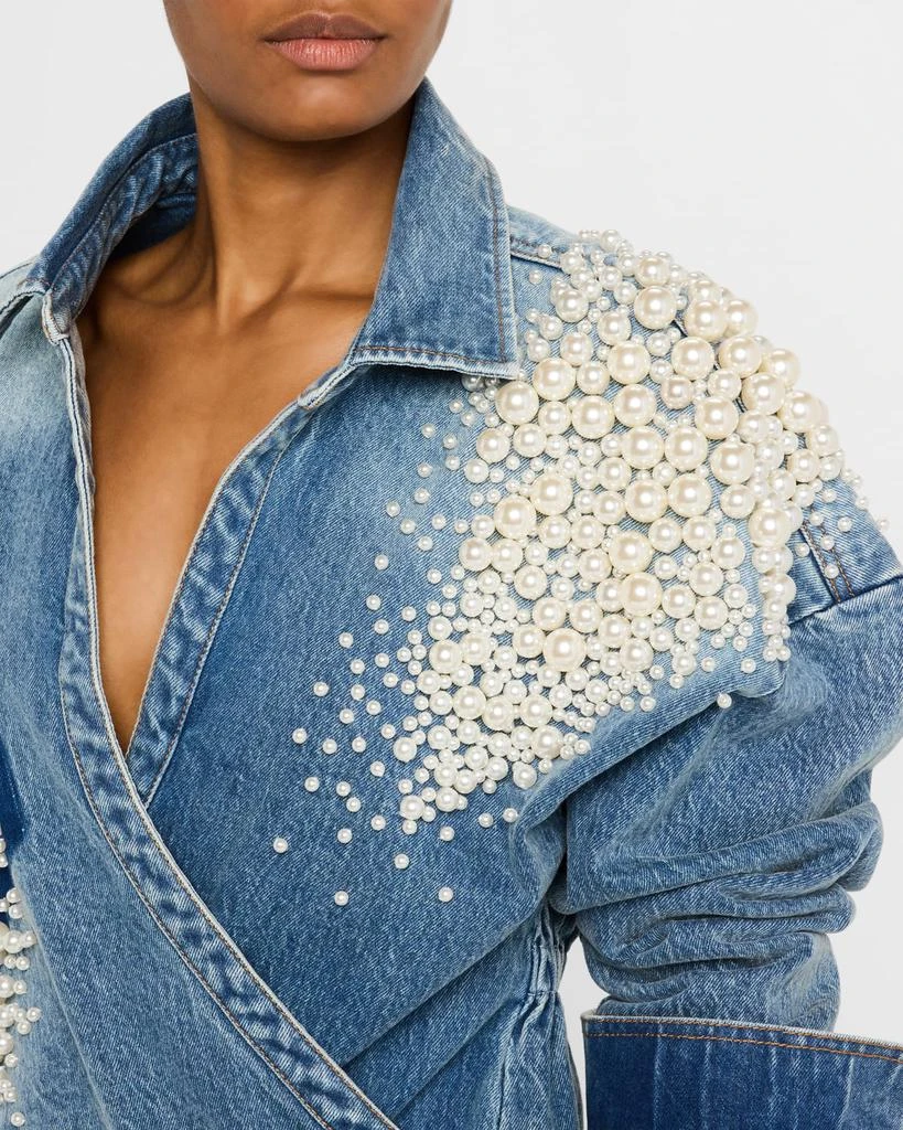 Hellessy Astro Embellished Denim Wrap Shirt 5