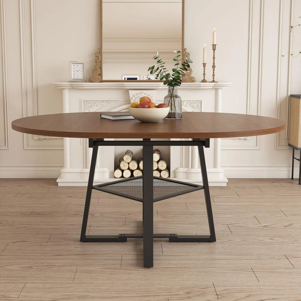 Streamdale Furniture Streamdale 47" Extendable Round Dining Table with Storage, Walnut Finish
Metal Frame