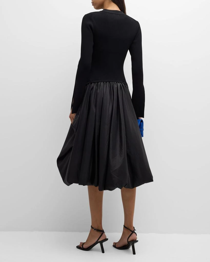 SIMKHAI Kenlie Mixed Media Bubble Midi Dress 4