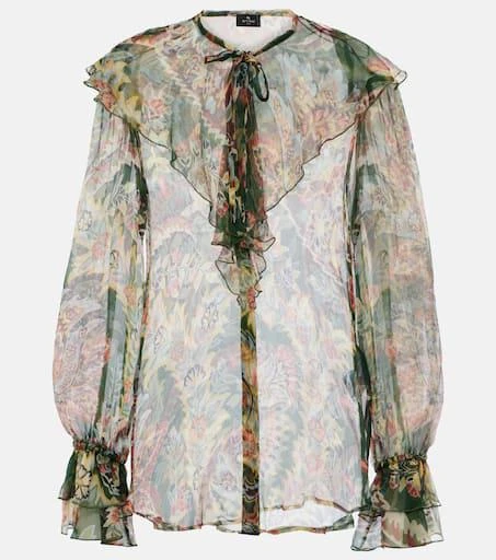 ETRO Printed ruffled silk blouse 1