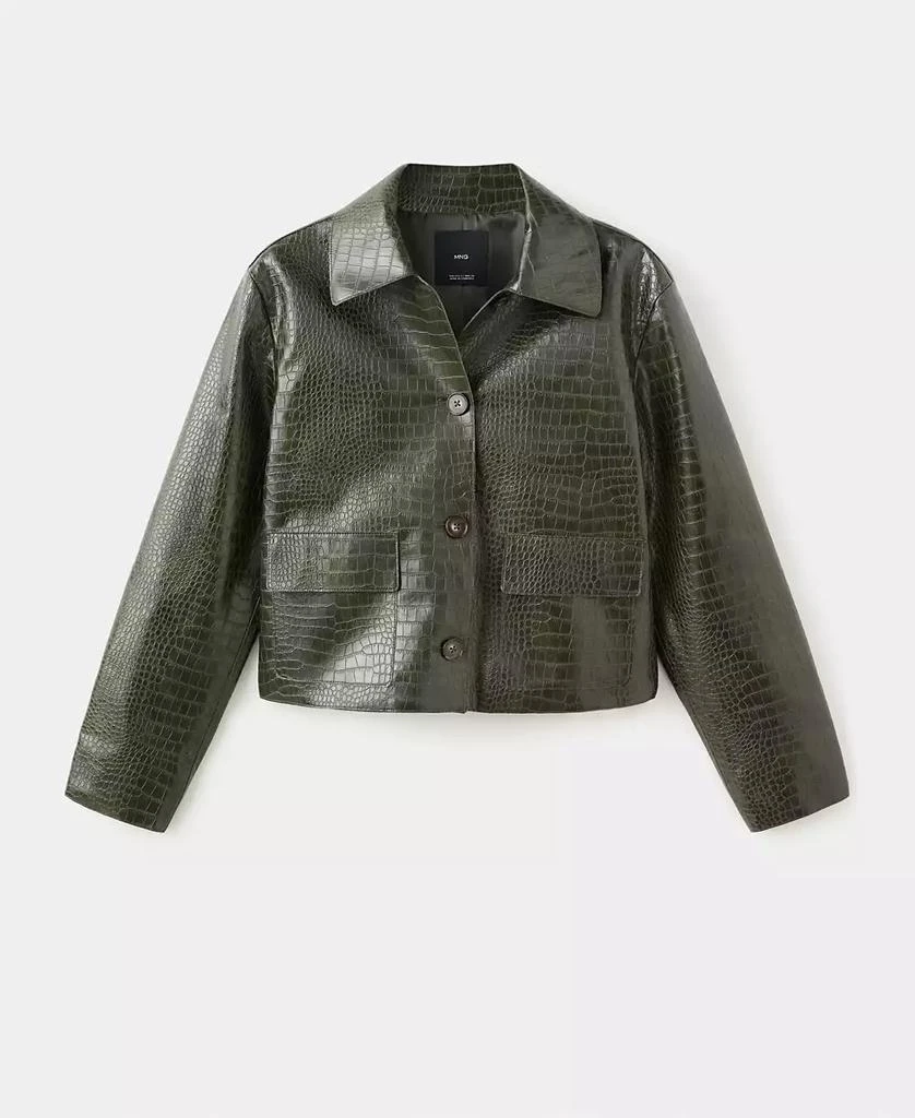 Mango Women
s Crocodile-Effect Faux Leather Jacket 5