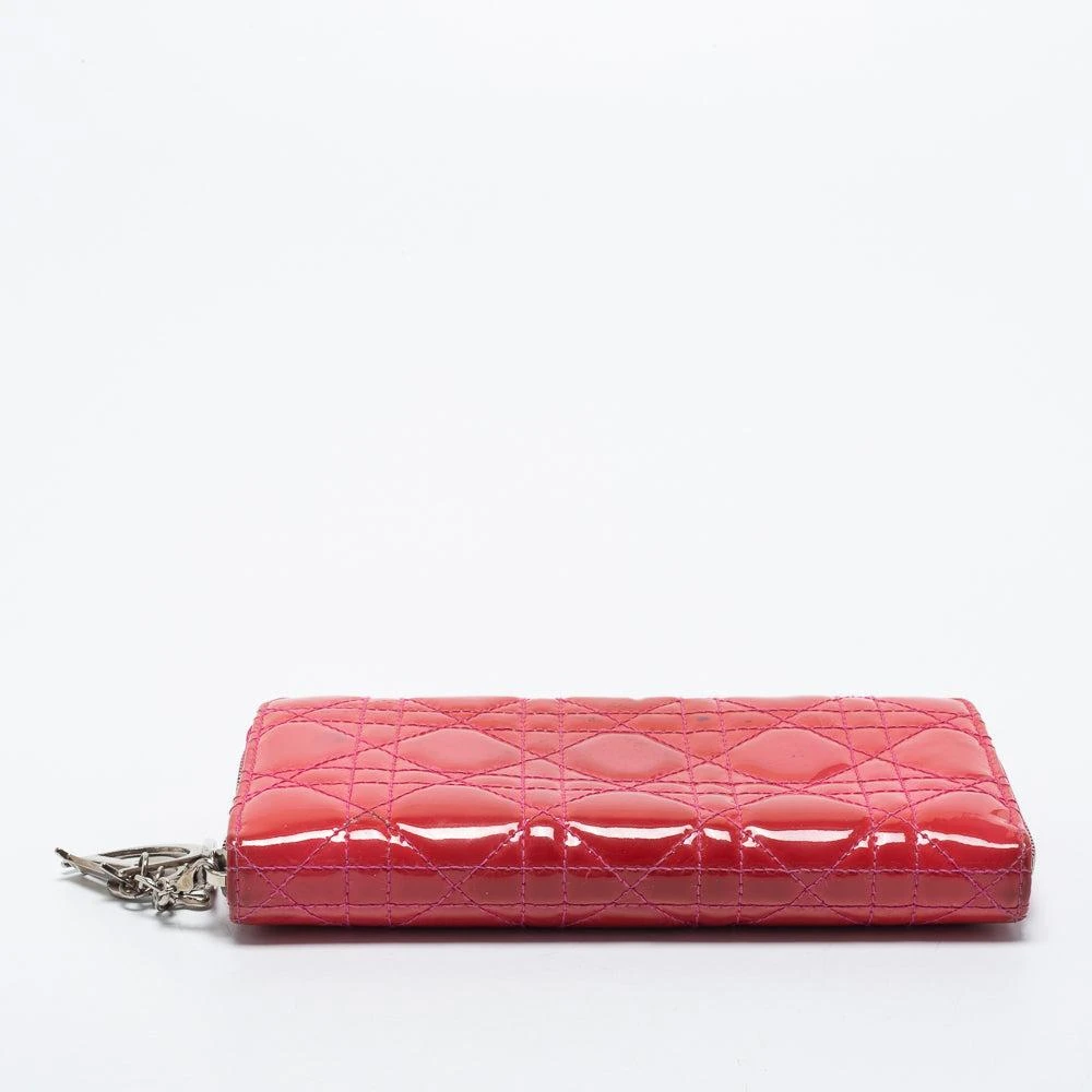 Dior Pink Patent Leather Lady  Zip Around Wallet 6
