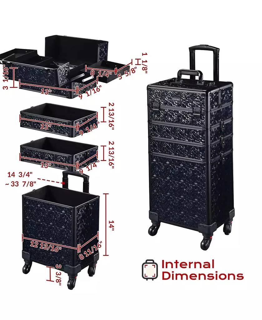 Byootique Makeup Train Case Kit with Cube Case Cosmetic Organizer 5