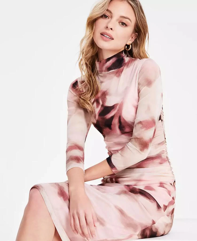 Bar III Women's Turtleneck Watercolor Mesh Dress, Exclusively at Macy's 5
