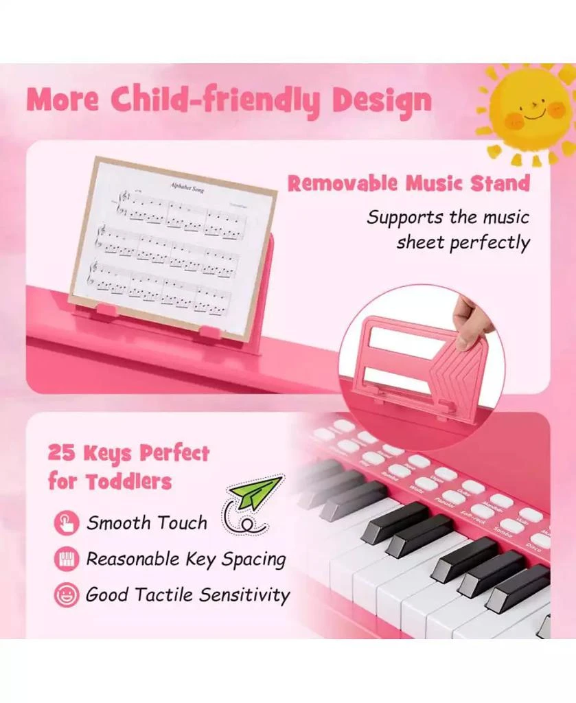 HONGGE Kids Digital Piano Keyboard with Lighted Teaching Mode and Bench for Musical Learning 8