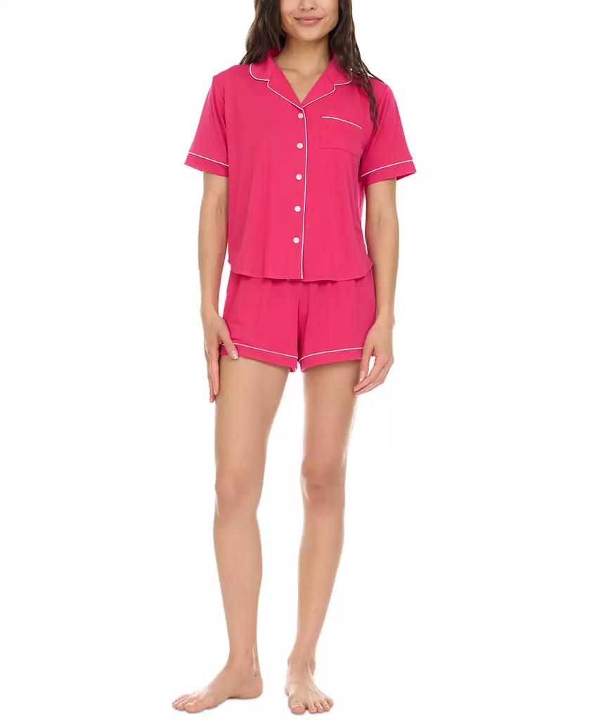 Flora Nikrooz Women's Annie Button Down Shorty Notch Pajama Set, 2 Piece