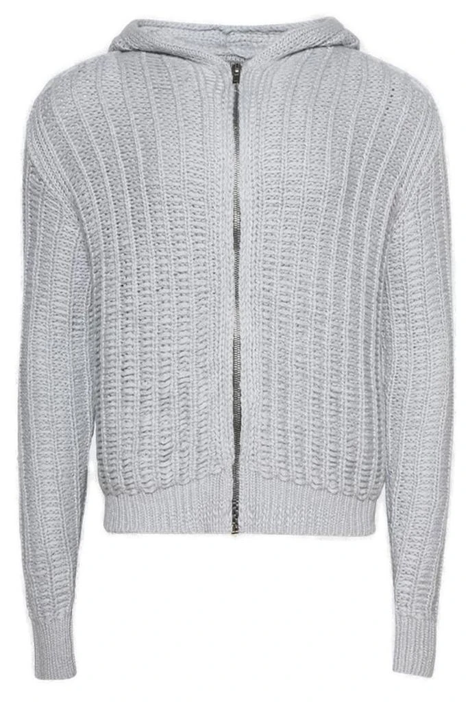 Rick Owens Rick Owens Zip-Up Ribbed Knit Hoodie 1