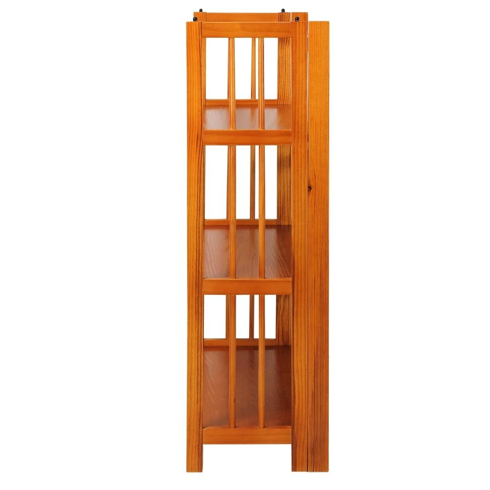 Casual Home 3-Shelf Folding Stackable Bookcase 27.5" Wide-Honey Oak 4
