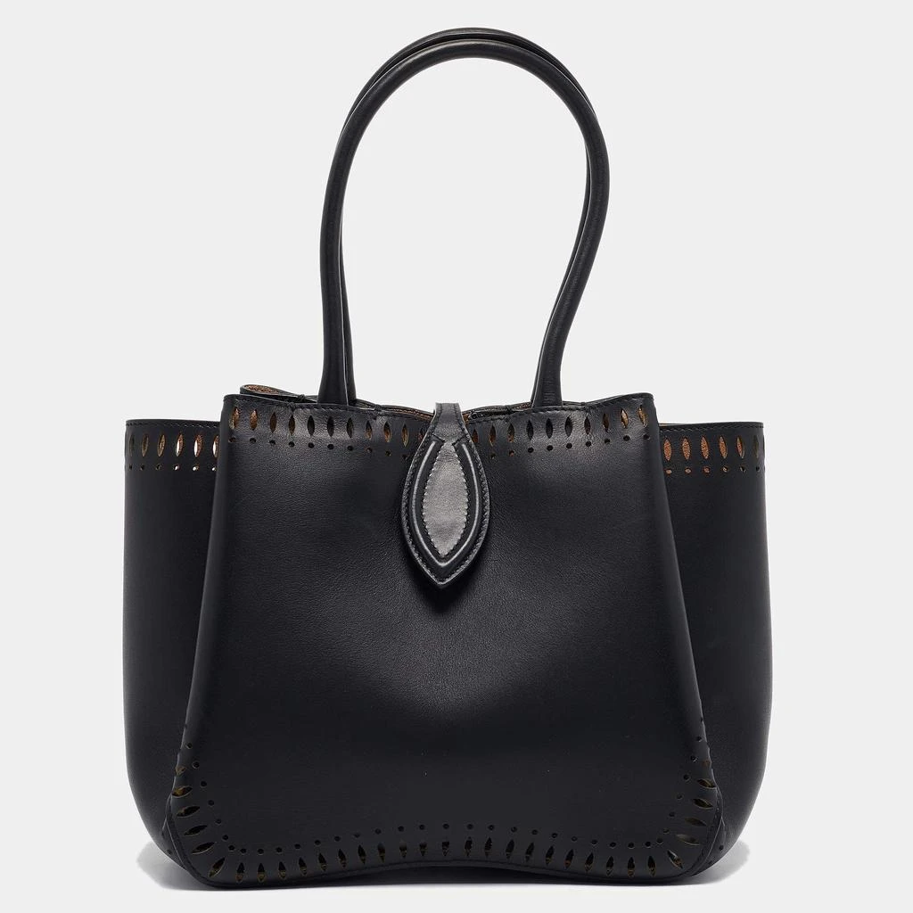 Alaia Alaia Black Laser Cut Leather Angele 20 Petal Tote 1
