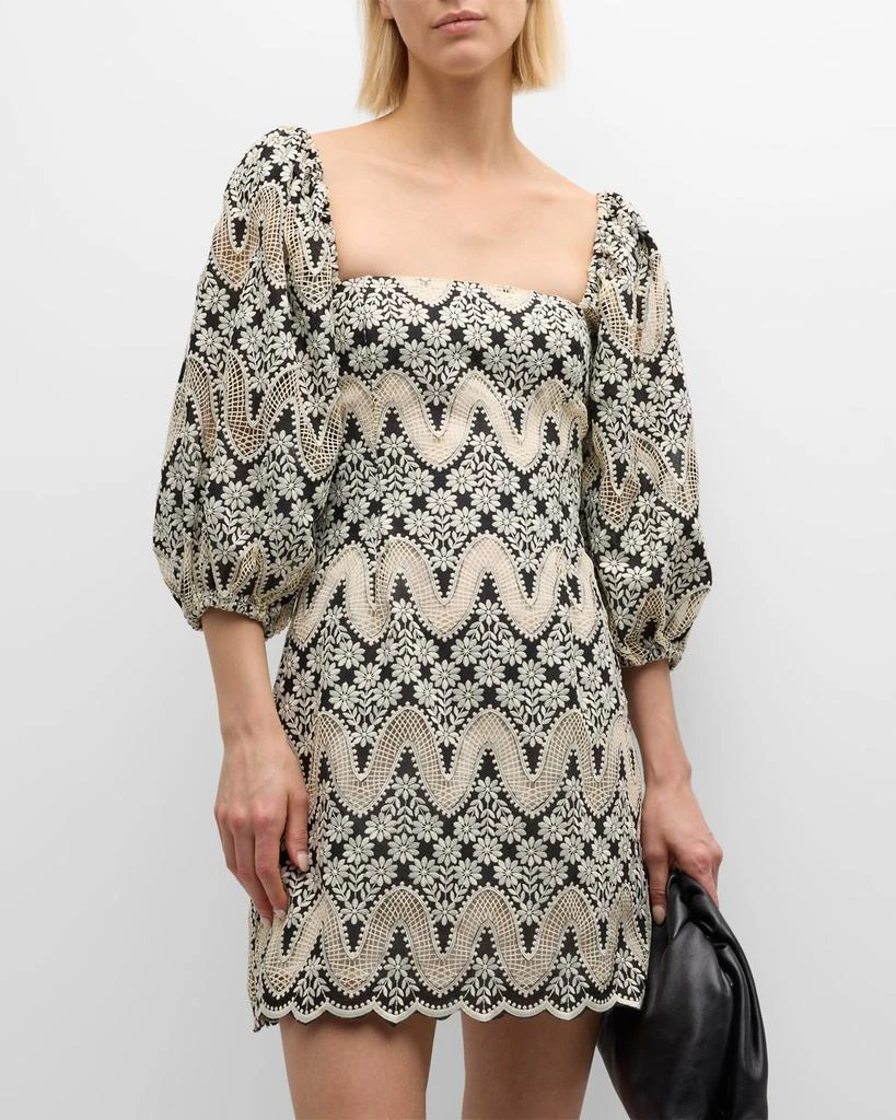 Cara Cara Montauk Two-Tone Floral Eyelet Cotton Mini Dress 3