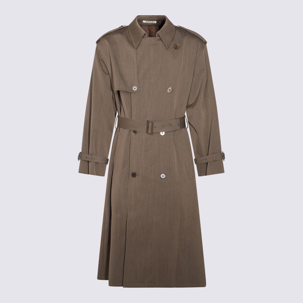 AURALEE Auralee Brown Wool Trench Coat
