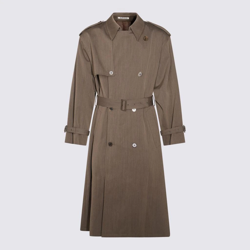 AURALEE Auralee Brown Wool Trench Coat 1