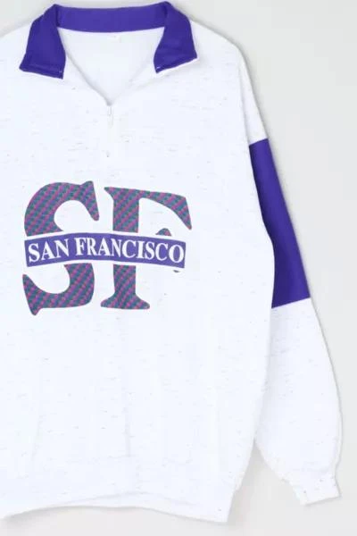 Urban Outfitters Vintage 90s San Francisco Colorblock Quarter-Zip Sweatshirt 2