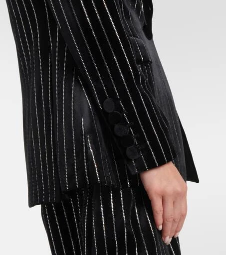 Alex Perry Crystal-embellished pinstripe velvet blazer 5