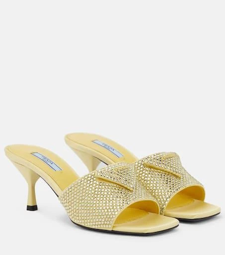 Prada Crystal-embellished satin mules 1