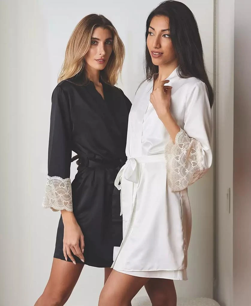 Flora Nikrooz Kit Heart Lace Matte Charmeuse Wrap Robe 4