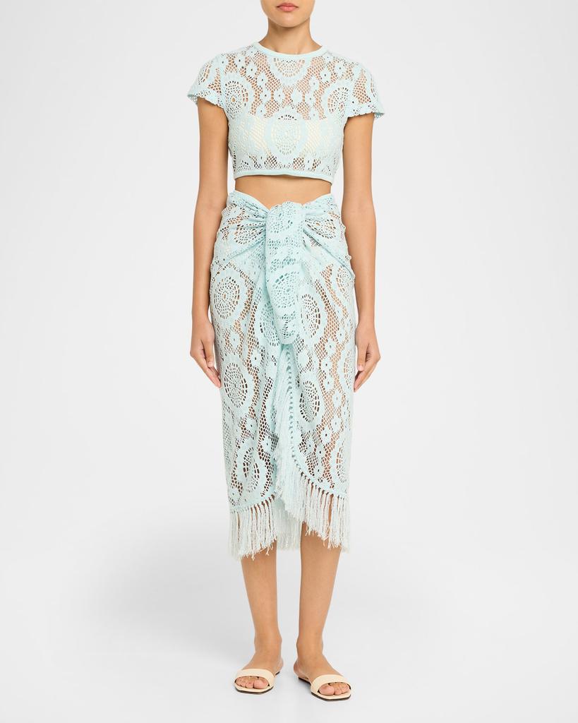 SIMKHAI Lidie Open-Knit Crop Top